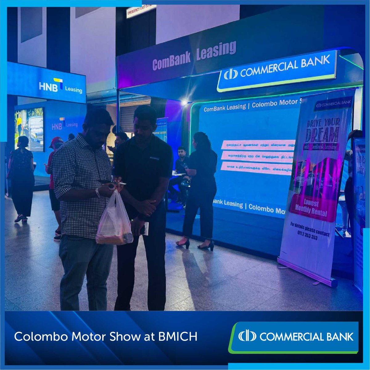 ComBank_LK's tweet photo. Today is the final day of the Colombo Motor Show 2024 at BMICH! Don't miss out on visiting the Commercial Bank stall to explore exclusive rates for your dream vehicle. 
Hurry up and grab this amazing offer before the day ends! See you there!

#ComBank #MotorShow #ComBankLeasing https://t.co/nDGRm9AGJJ