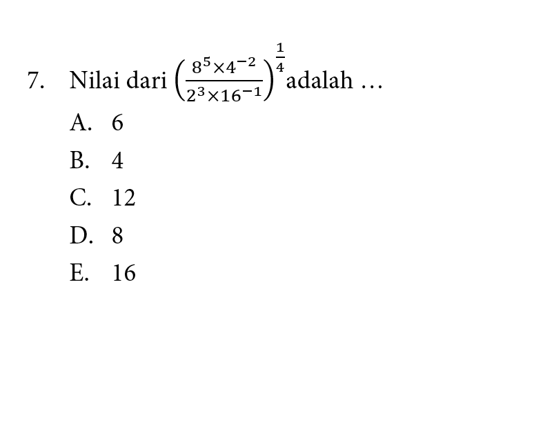 Latihan SNBT 2025
Eksponen

Modifikasi dikit Soal Asli UTBK 2023

Estimasi waktu 1 menit.