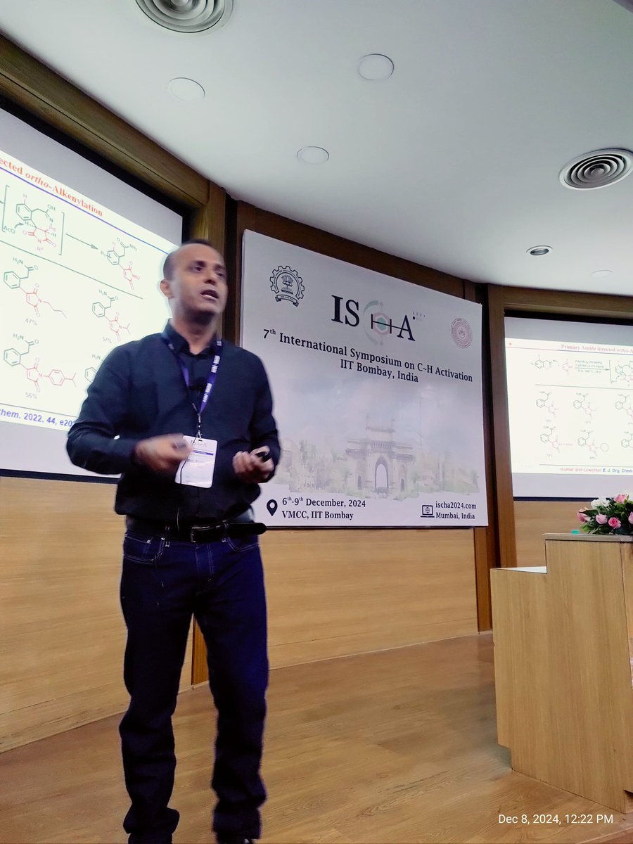 Fascinating insights at today’s conference on “ Native Primary amide: A sustainable directing group for functionalization reaction” by Prof. <a href="/AmitKum94598908/">Dr. Amit Kumar</a> from <a href="/IITPAT/">IIT Patna</a>.
#ISCHA2024