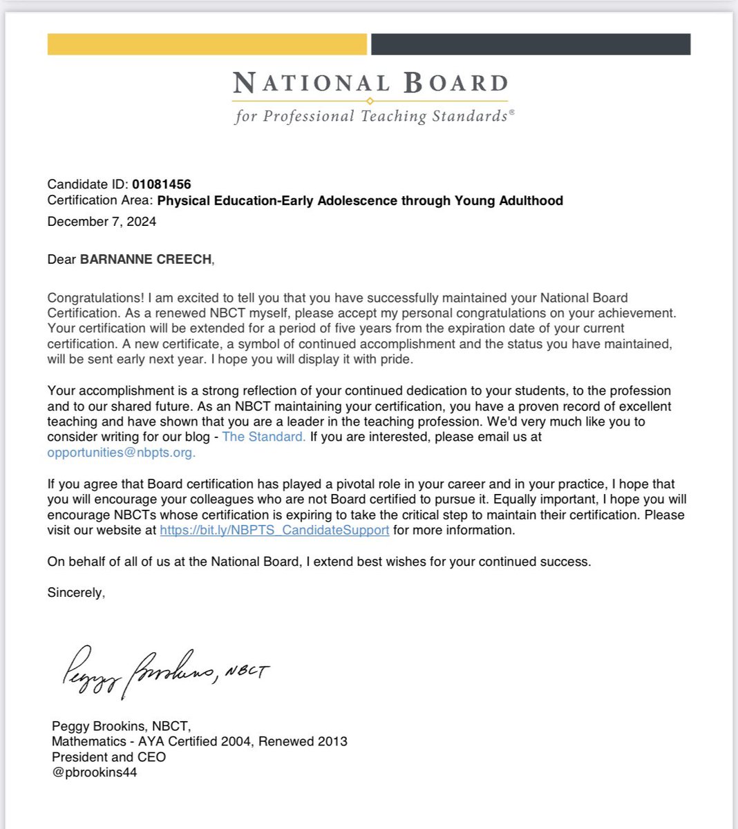 Barnanne Creech (@bwcreech) on Twitter photo I saw fireworks ! I passed my <a href="/NBPTS/">National Board</a> MOC ! If things go as planned will not need to renew again as I will exit out of public k-12 education in 2026-27 … and on to my next chapter . Thank you Jesus for the gift of teaching & your hand of favor to pass this MOC!
<a href="/ZebulonMS/">Zebulon Gifted & Talented Magnet Middle School</a> I saw fireworks ! I passed my <a href="/NBPTS/">National Board</a> MOC ! If things go as planned will not need to renew again as I will exit out of public k-12 education in 2026-27 … and on to my next chapter . Thank you Jesus for the gift of teaching & your hand of favor to pass this MOC!
<a href="/ZebulonMS/">Zebulon Gifted & Talented Magnet Middle School</a>