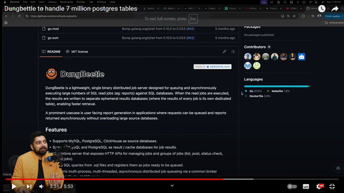 riteshgarg0605's tweet image. Another video just dropped! 🚀
In this, I got to know about #Dungbeetle —a lightweight tool to run and manage large SQL queries (like reports) in the background without overloading the database. Built by @zerodhaonline!
Excited to explore it further! 🔥
#ZerodhaTech #SQLTools