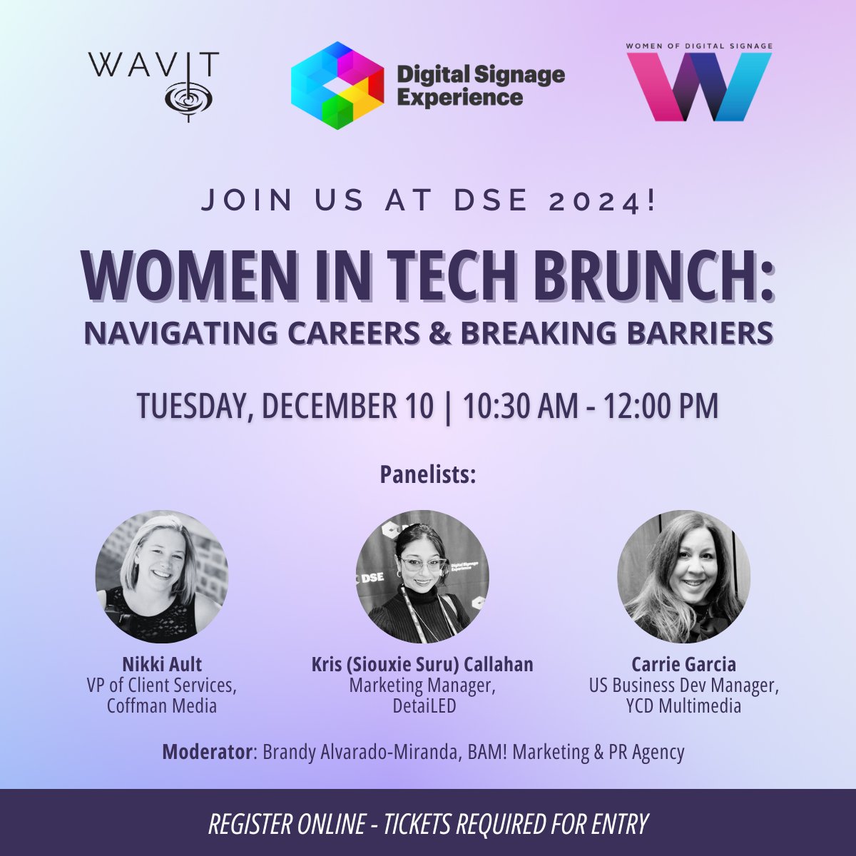 It’s almost time for our tech brunch. Tuesday, December 10, 10:30 AM - 12:00 PM is your opportunity to connect, learn, and celebrate women in digital signage and AV. Get your ticket today!

#DSE2024 #LDI2024 #digitalsignageexperience
#DigitalSignageFederation #avtweeps