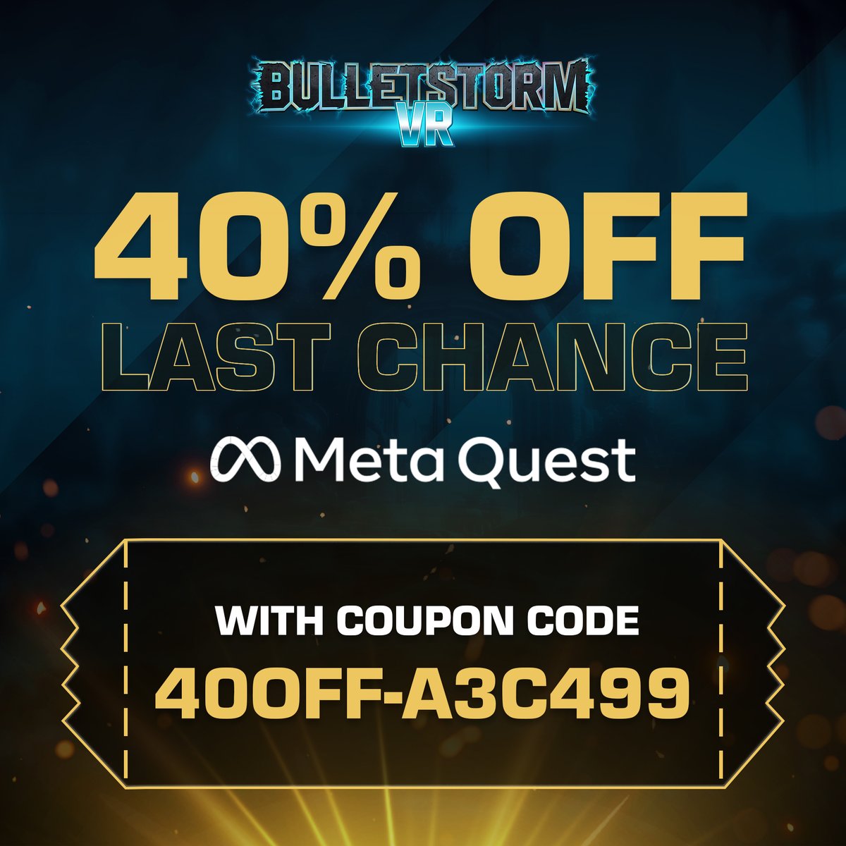 Today is your last chance to use the mega promo code for 40% off on Meta Quest. Enter 40OFF-A3C499 at checkout.

meta.com/experiences/65…