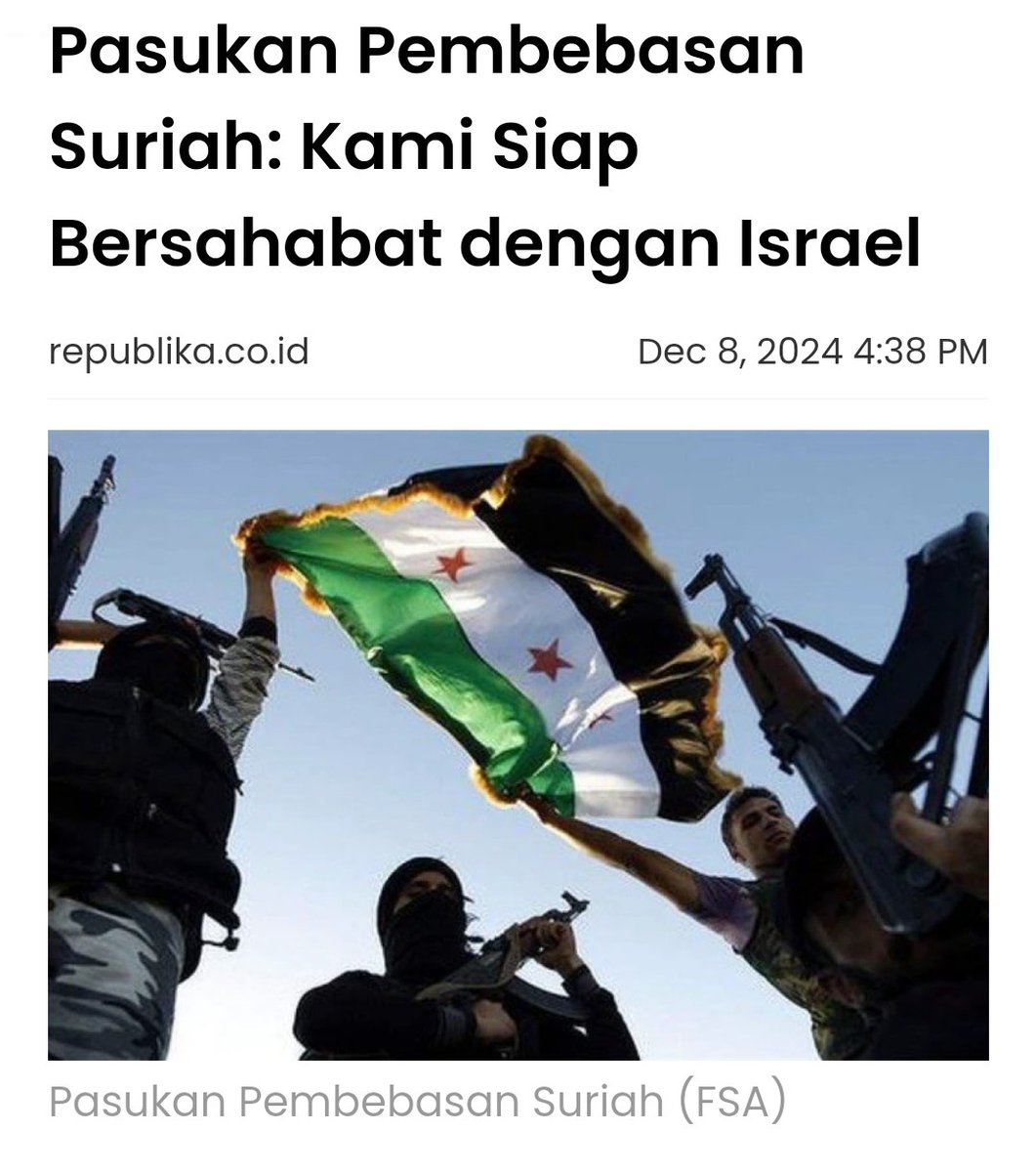 Israelnesia's tweet photo. Suriah sudah jatuh dan pemerintahnya yg baru ingin bersahabat dengan Israel 😊 https://t.co/rLf6bqbPd3