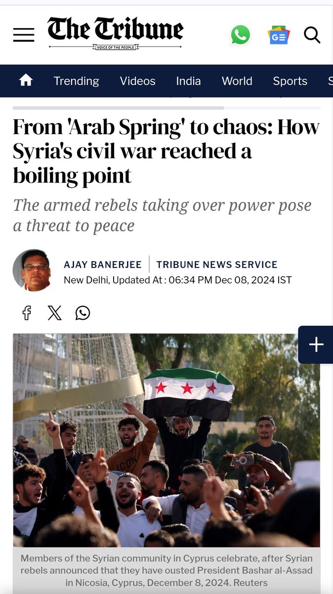 ajaynewsman's tweet image. How protests during Arab Spring of 2011  led to  civil war situation and now reached the recent boiling point. 
An #explainer #Syria
@thetribunechd @MEAIndia

Link 👇
tribuneindia.com/news/world/fro…
