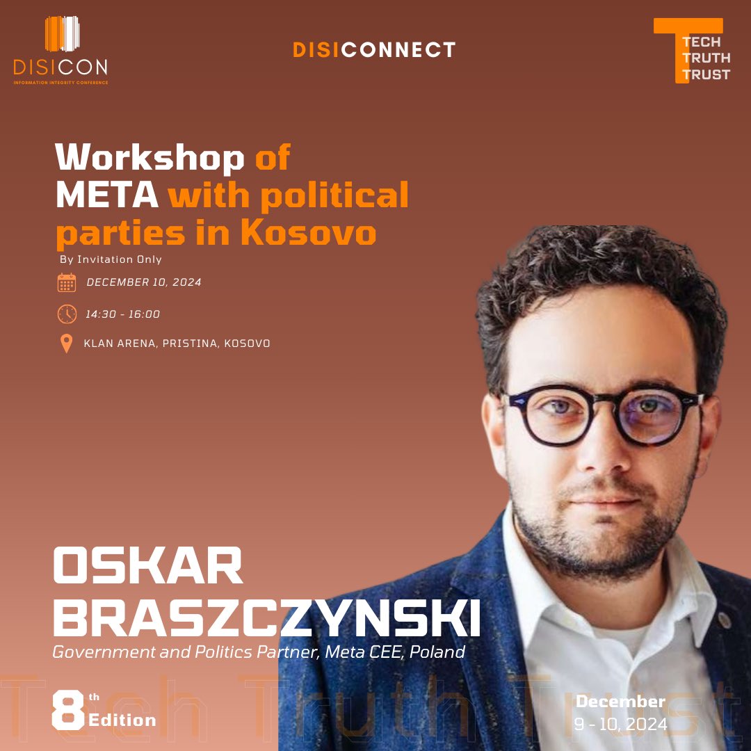 NDIKosovo's tweet image. 📣 Strengthening transparency in politics

META’s workshop at #DISICON8 will equip political party representatives with tools to ensure ethical and transparent digital campaigns.

#DISICON #TechTruthTrust #NDIKosovo #USAIDKosovo