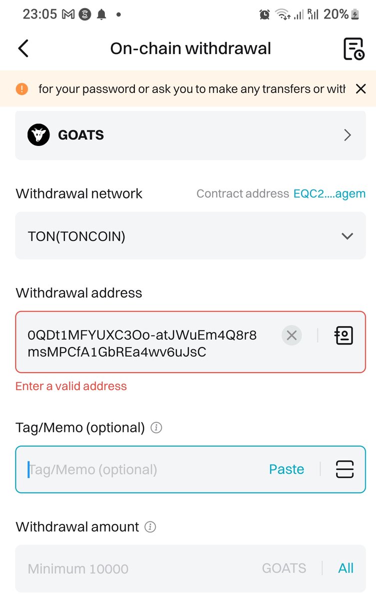 kennemman's tweet photo. @GOATS_immortal Hello goats....

I cannot deposit my goats to the game from bitget. 

It's saying invalid address. https://t.co/rbDuWC9yNO