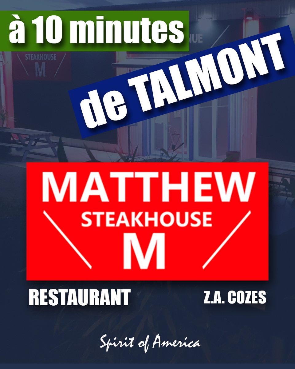 matthewsteakhou's tweet photo. à 10 minutes de Talmont !
à Cozes, Royan Atlantique,
Bienvenue au MATTHEW STEAKHOUSE ! tous les midis du lundi au samedi !

#restaurant #cozes #royan #matthewsteakhouse #steakhouse #royanatlantique #entrecote #steak #charentemaritime #restaurants #midi #talmont #talmontsurgironde https://t.co/lSWecvDIA8