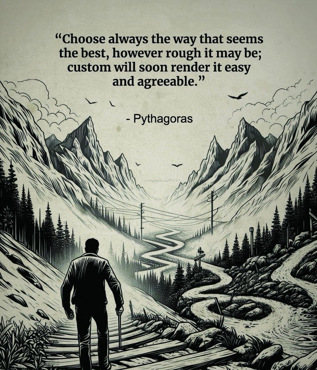 TopCommentry123's tweet image. &quot;Choose always the way that seems the best, however rough it may be; custom will soon render it easy and agreeable...&quot; 

#LifeLessons #MotivationPosts #MotivationForLife #Motivationalquote