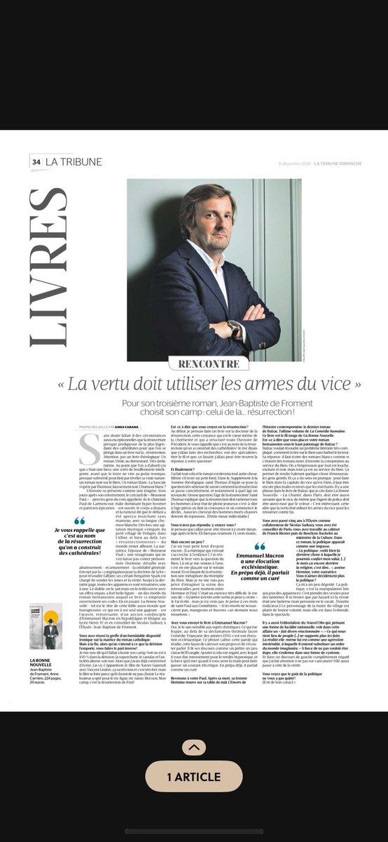 Dans la <a href="/LaTribune/">La Tribune</a> dimanche, sous la plume d’Anna Cabana, article et interview sur mon roman LA BONNE NOUVELLE. #roman #litterature #labonnenouvelle