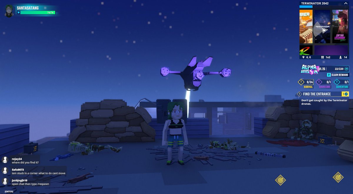 23dec1's tweet photo. Dodging Flying Drones in Terminator 2042 in @TheSandboxGame. The future is now, and it's intense! 🤖🚁 @skydance https://t.co/juQBHLF4eM #TheSandbox #AlphaSeason4 #AS4SocialChallenge https://t.co/hgZTqkGRWQ
