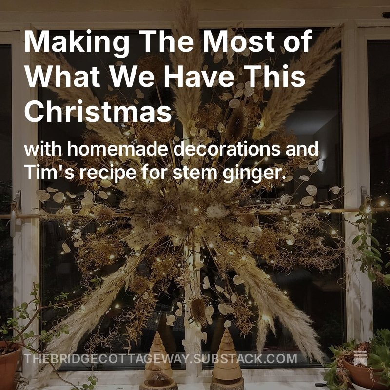 suereedwrites's tweet photo. Made the most of a stormy day yesterday to write this year's post from The Bridge Cottage Way. 
It's stuffed full of seasonal crafting and recipe ideas to help make the most of what we have this Christmas. 
It includes Tim's recipe for making stem ginger!
link in bio
#Christmas https://t.co/8Cpd4zxqS6