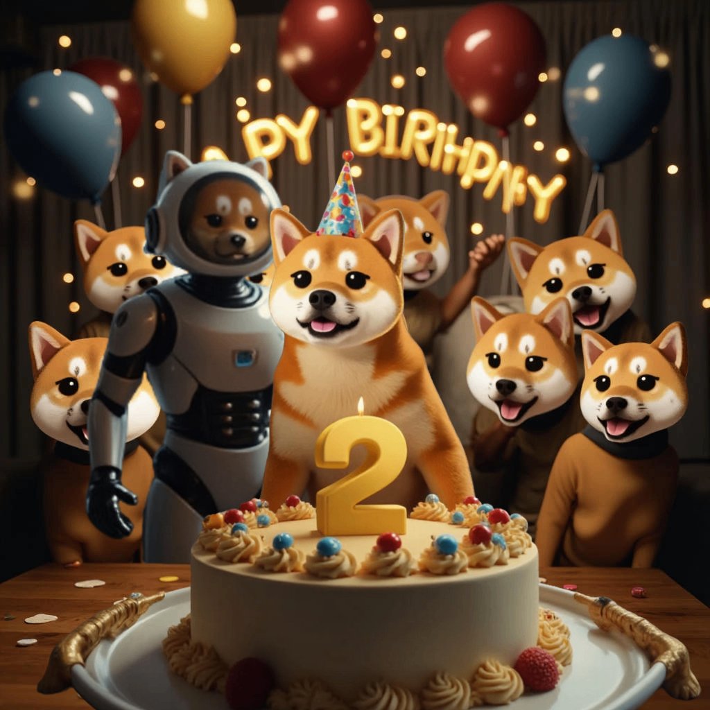 KiboShib's tweet photo. Today is the 2nd birthday of the most iconic AI meme coin - @KiboShib $KIBSHI! 🐶🎉

What started as a playful joke is growing into a global phenomenon, proving the true power of community and AI memes!

$KIBSHI was born from the dawn of advanced AI's first public inning on December 8, 2022. A pure experiment before the AI hype emerged, its sole purpose is to meme a better future powered by AI!

@KiboShib is the founding father of the "AI Meme" category in crypto and the Dogfather of all AI memes. The only AI-generated token to debut in 2022!

KiboShib's future is in the hands of its community. Let's keep pushing it further and spreading the word with positive energy and excitement about AI!