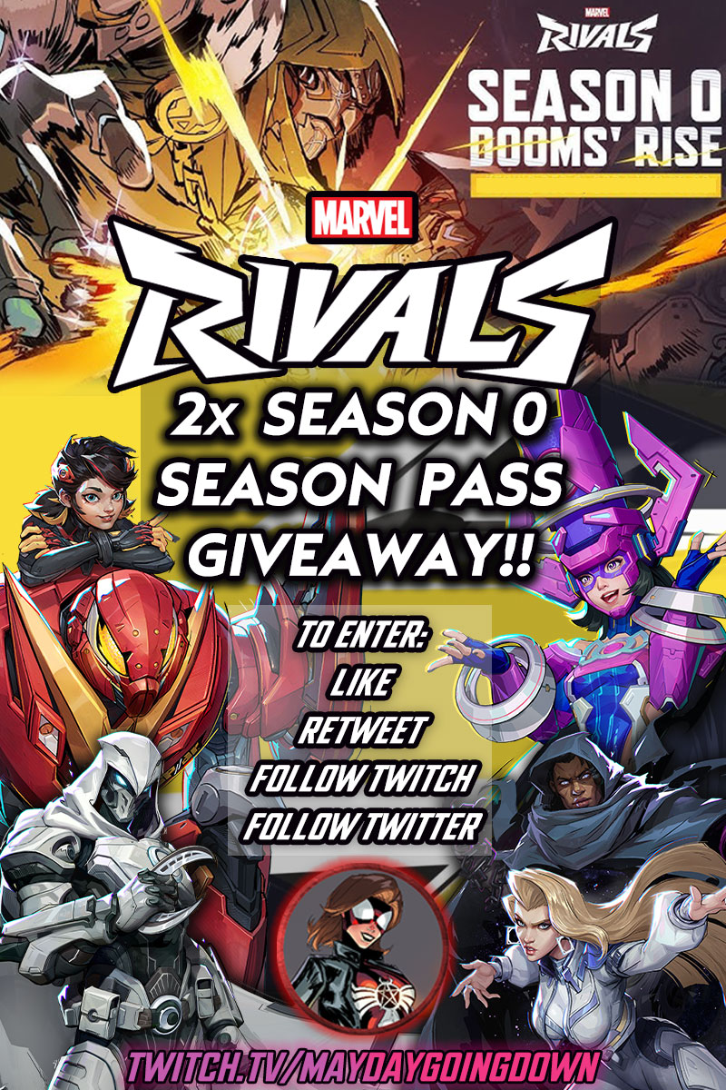 MARVEL RIVALS SEASON 0 GIVEAWAY!! 💛✨️
Hey y'all, I'm giving away 2 Rivals Season Passes!

How to enter:
⚡️ Like &amp; Retweet
⚡️ Follow MaydayGoingDown on Twitch
⚡️ Follow <a href="/MaydayGoingDown/">MaydayGoingDown ❤️🕸🏳️‍⚧ | SPIDER-MAN IS BACK ✨️</a>
Bonus: Comment your current main in Rivals!

I’ll pick the 2 winners LIVE 1am December 10th!