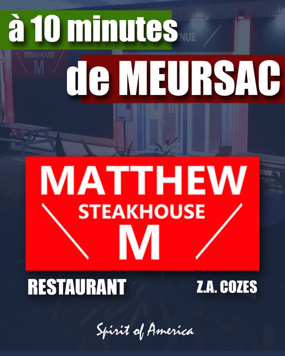 matthewsteakhou's tweet photo. à 10 minutes de Meursac !
Bienvenue au MATTHEW STEAKHOUSE !

#restaurant #cozes #royan #matthewsteakhouse #matthew #steakhouse #viande #burgers #styleus #manger #royanatlantique #entrecote #steak #charentemaritime #restaurants #menu #midi #destinationroyanatlantique #meursac https://t.co/ptft6RgS9S