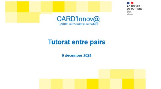 ⚠️🗓️ J-1 pour le CARD'Innov@ "Tutorat élèves entre pairs " ... Des enseignants partagent leur expérience et échangent avec vous ...