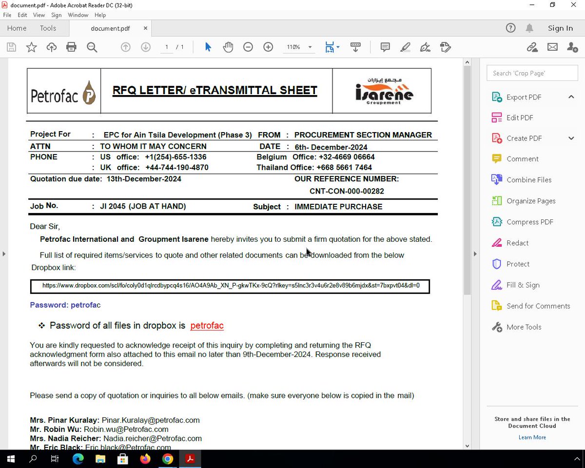 JAMESWT_WT's tweet photo. #scam #fraud spam email spread #Rhadamanthys
#webdav URL=file:///\\185.236.228[.92\Downloads\
Samples
https://t.co/zhJpVAAxnF
AnyRun
https://t.co/1tKZmheqvG
Dropbox Url pw-petrofac
https://t.co/KyVUqAPzPW
Extra
https://t.co/1Qe08S9u4s
h/t @malwrhunterteam 
1/2 https://t.co/2bwuFVfAoZ