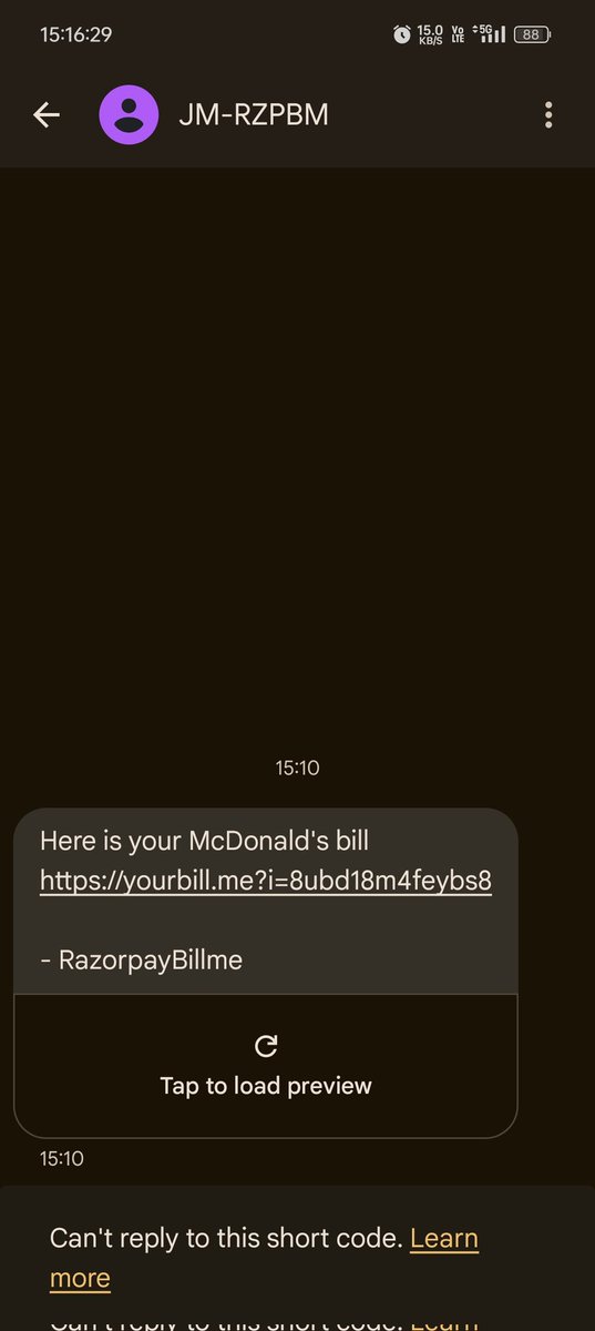Shubham6969j's tweet photo. Someone ordered their MacDonald order using my number, now I am craving MacDonald burger 😑 https://t.co/xZ58nrnI2G
