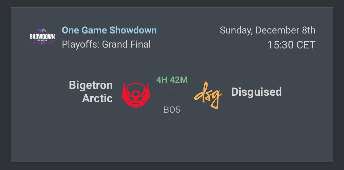 alexRr's tweet image. GRANDFINAL DAY

one last official and we play another bo5 vs @bigetronesports for around ~10k USD in about 2hrs at 12.30 cet (7.30 sgt)

WE NEED ALL OF YOU IN THE STREAM LATER #DSGWin