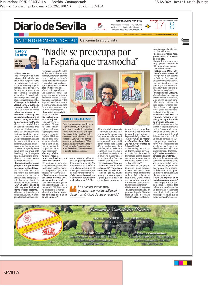 Menudo personaje es <a href="/LaCanallaChipi/">Chipi La Canalla</a>. Gran desayuno en la plaza del Pelícano: underground, existencialismo, Mister Potato, barrios obreros, Pastora Vega, Inteligencia Artificial, bares y nocturnidad... diariodesevilla.es/entrevistas/na…