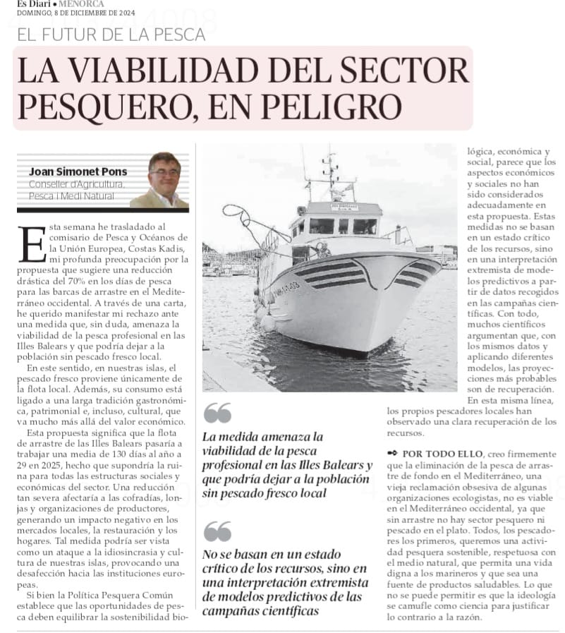 ffernandezsuch's tweet photo. Pareciera imposible pero la Comisión Europea sigue con su plan de desmantelamiento de la pesca de arrastre en Mediterráneo. Da igual los esfuerzos que haya hecho el sector en cada zona. En la GSA-5 #IllesBalears se ha cumplido.

NINGUN SECTOR SOBREVIVE TRABAJANDO 29 DIAS AL AÑO. https://t.co/hCGkKWaLY2