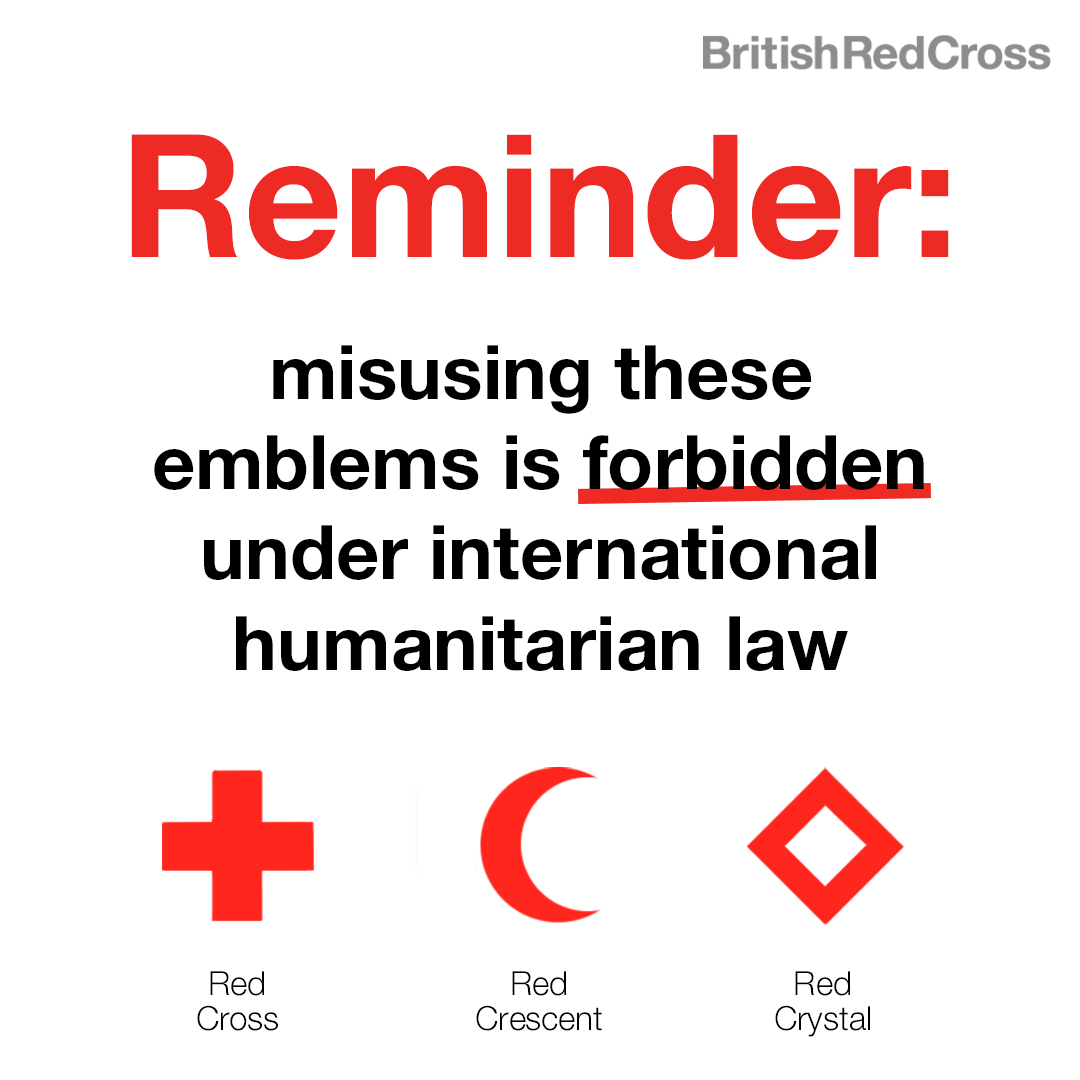 The red cross, red crescent and red crystal emblems are signs of neutrality and protection in armed conflict, under international humanitarian law. They protect the wounded and sick, and those who care for them. #ProtectEmblems