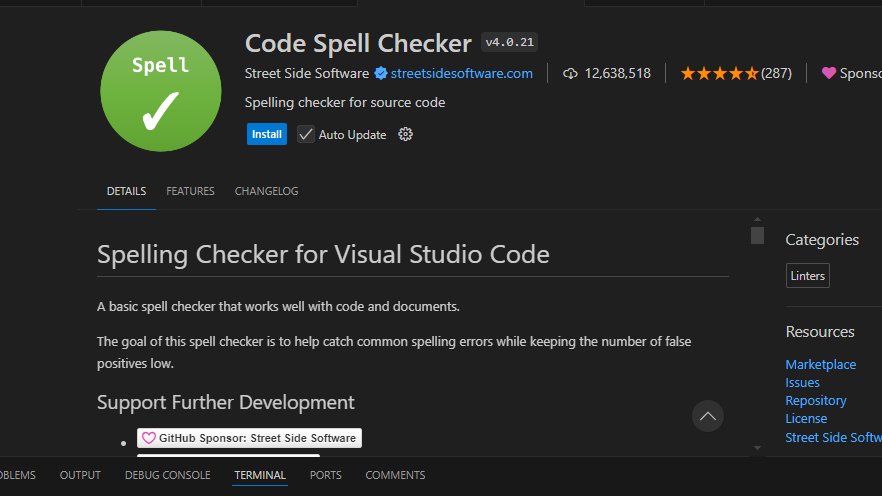 Ernest_chigo's tweet photo. #100DaysOfCodingChallenge 

🚀 Day 62 of #100daysofcoding     

Installed the code spell checker

#developers #webdeveloper #waptrick #loan #FrontEndFriday #reactjs #SoftwareEngineering #fullstackdeveloper https://t.co/GMBFUGGowx
