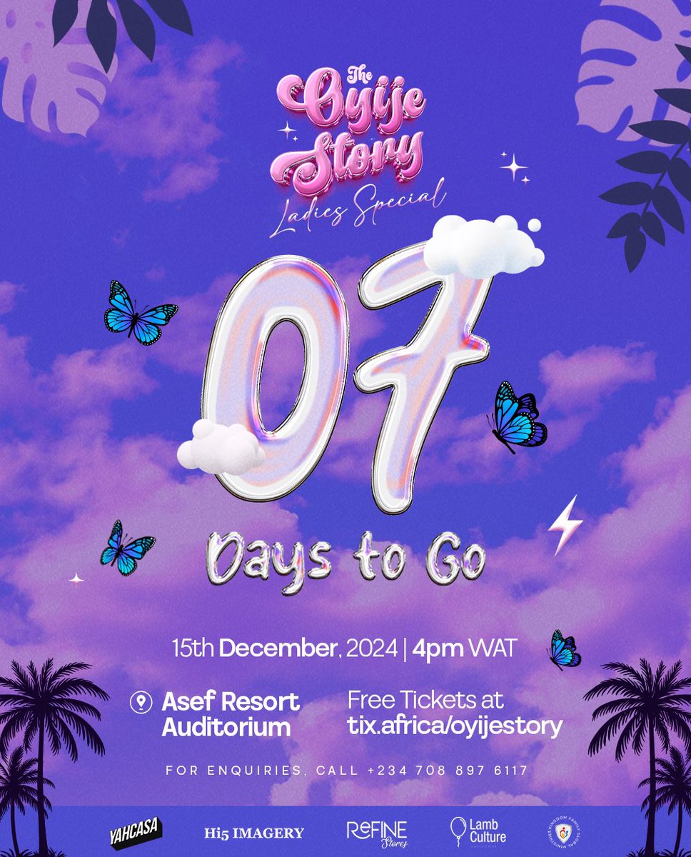 Oyije_'s tweet photo. Itβs exactly a week to go! Get registered Queens πππ
Link ππΌ https://t.co/JlXc1osPWz
#oyije #theoyijestory #lambculture #jesusgirls #afrogospel #explorepage #fyp #jesusgirls https://t.co/gtL69Ga0hL
