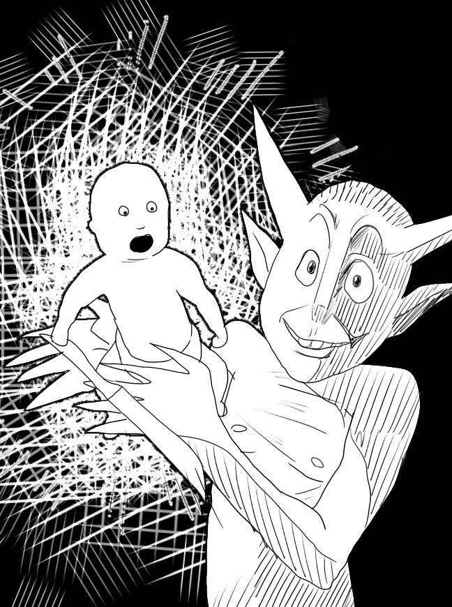 創作絵伸びなさすぎてこういうのしか描きたくなくなってきた 