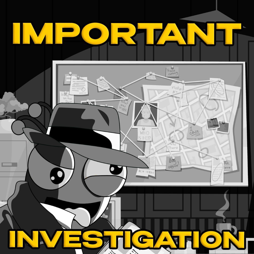 The key to the safe, where all the collected nectar and rare pollen are kept, was stolen from the bank director's office. Bee detectives immediately arrived at the crime scene to find evidence and track down the criminal 😡

After carefully examining the director's office, the