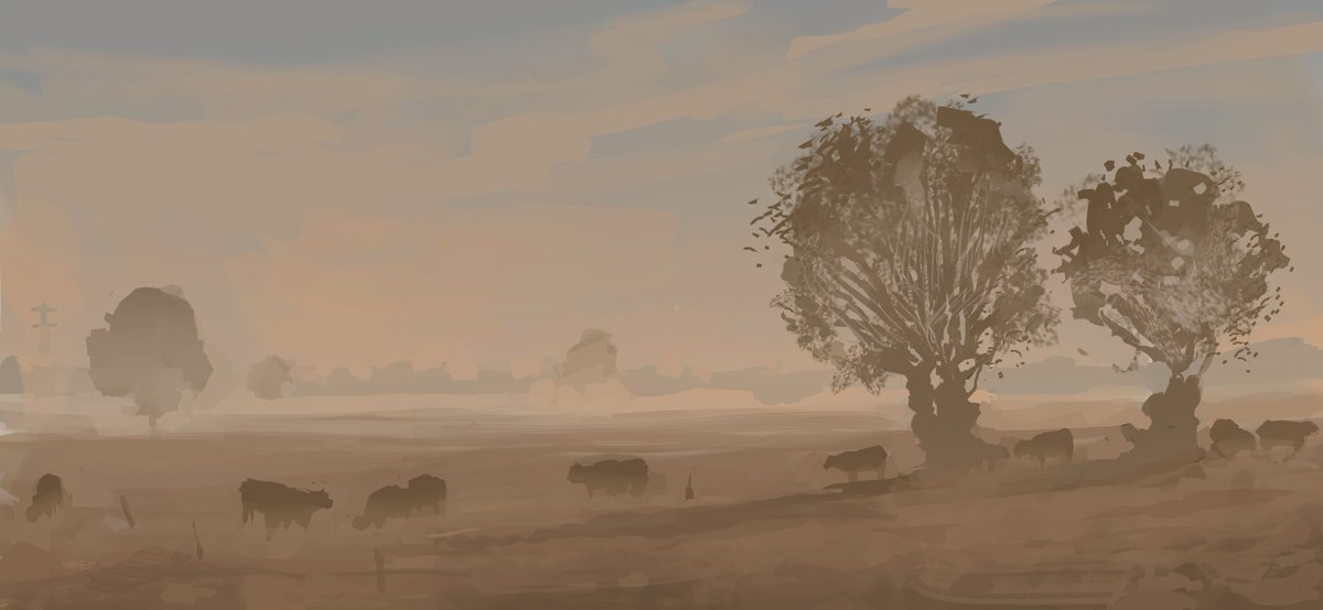 ThijsR88's tweet photo. Study of cows in the field.

#cows #study #environment #painting #environmentpainting #digitalart #artwork #sketch https://t.co/x9XQNk27VX