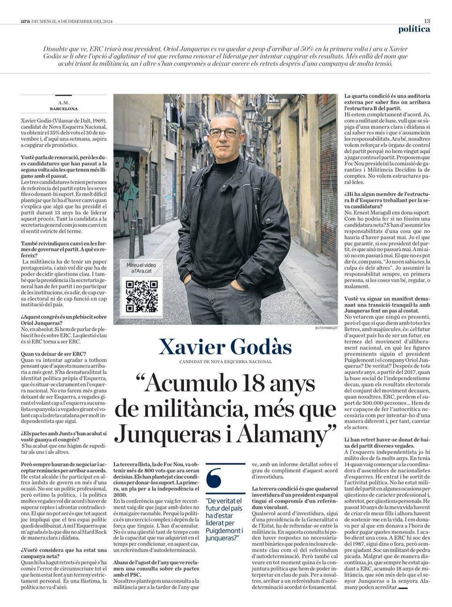 TeresaJorda's tweet photo. @Esquerra_ERC necessita treballar fort, al costat de la militància, per ser una organització útil a la ciutadania del país. Per encetar un nou cicle guanyador amb valors republicans, justícia social i alliberament Nacional. Parlar clar i català i fer polítiques sensates de país. Gran entrevista @XavierGodas 👇