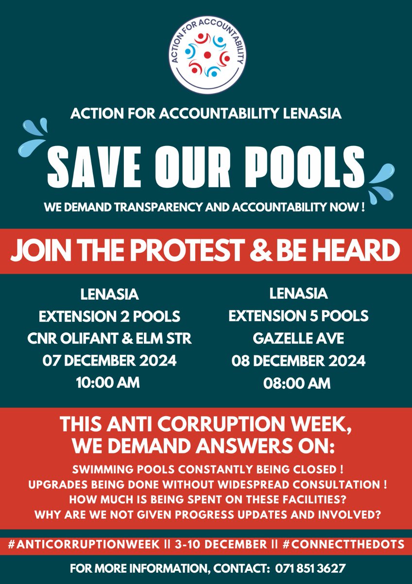 ForDemocracySa's tweet image. Taking place today, several anti-corruption activations in Gauteng and KwaZulu Natal including   a picket, documentary screening and workshop, a walk and discussion. These programmes are being hosted by several organisations for
#AntiCorruptionWeek.  #ConnectTheDots #TieTheTape