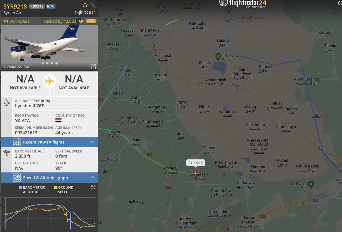 İDDİA | Esad'ın uçağı düşmüş ya da düşürülmüş olabilir.

#Syria