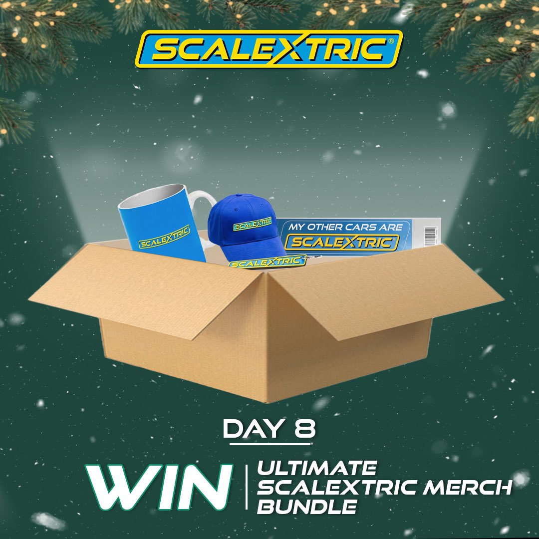 Win the ultimate Scalextric merch bundle! ✨ This bundle includes:
 
•              Scalextric mug
•              Keyring
•              Stickers
•              Sold out cap
 
Perfect for fans who love to show off their passion for Scalextric in style! 🏁
 
All you have to do