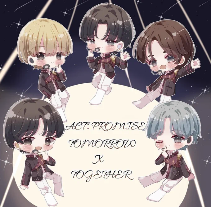 5人をミニキャラで描くのが大好きです 