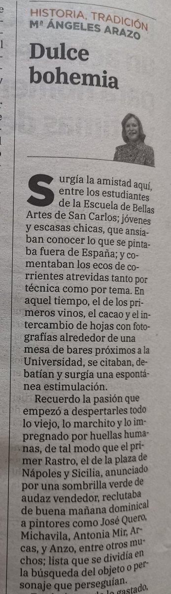 JuanRiberaB's tweet photo. Hoy en el periódico Las Provincias, María Ángeles Arazo evoca la bohemia y el círculo artístico de los años 70 (San Carlos, el rastro, la galería El Palau, las tertulias de Viguer) y a pintores como Arcas, Michavila, Mir, Cámara, Quero, Anzo o Ribera Berenguer https://t.co/iuuQCUyWQF