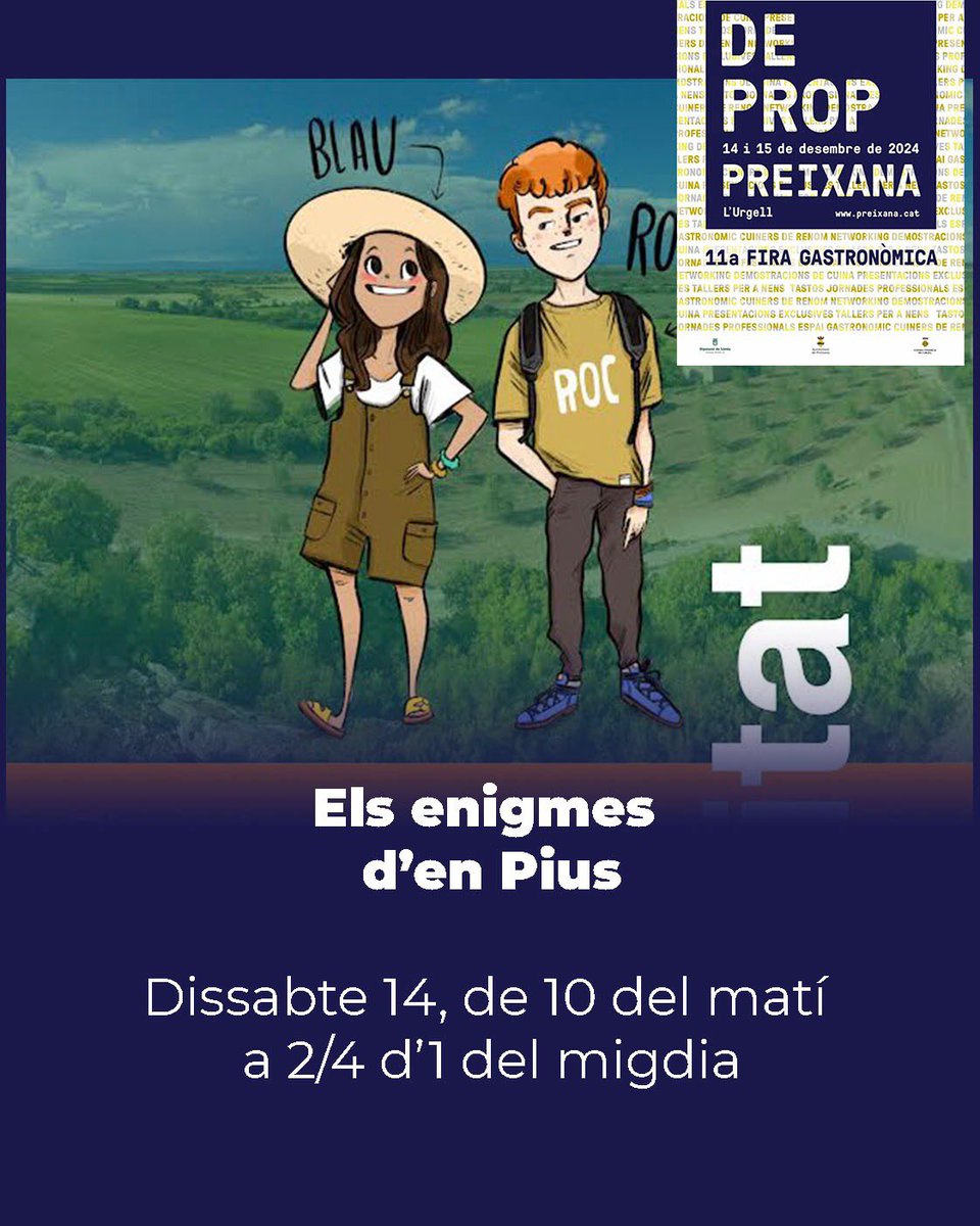 👨‍👩‍👦‍👦 Famílies us esperem per gaudir dels enigmes d’en Pius, un conjunt d’itineraris i jocs d’orientació, impulsat per <a href="/leaderponent/">Leader Ponent</a> en el marc de l’11a fira gastronòmica #DeProp de #Preixana.
Recordeu:
🗓 Dissabte, 14 de desembre
🕓 De 10h a 12:30h
📌 Secans de Belianes - Preixana