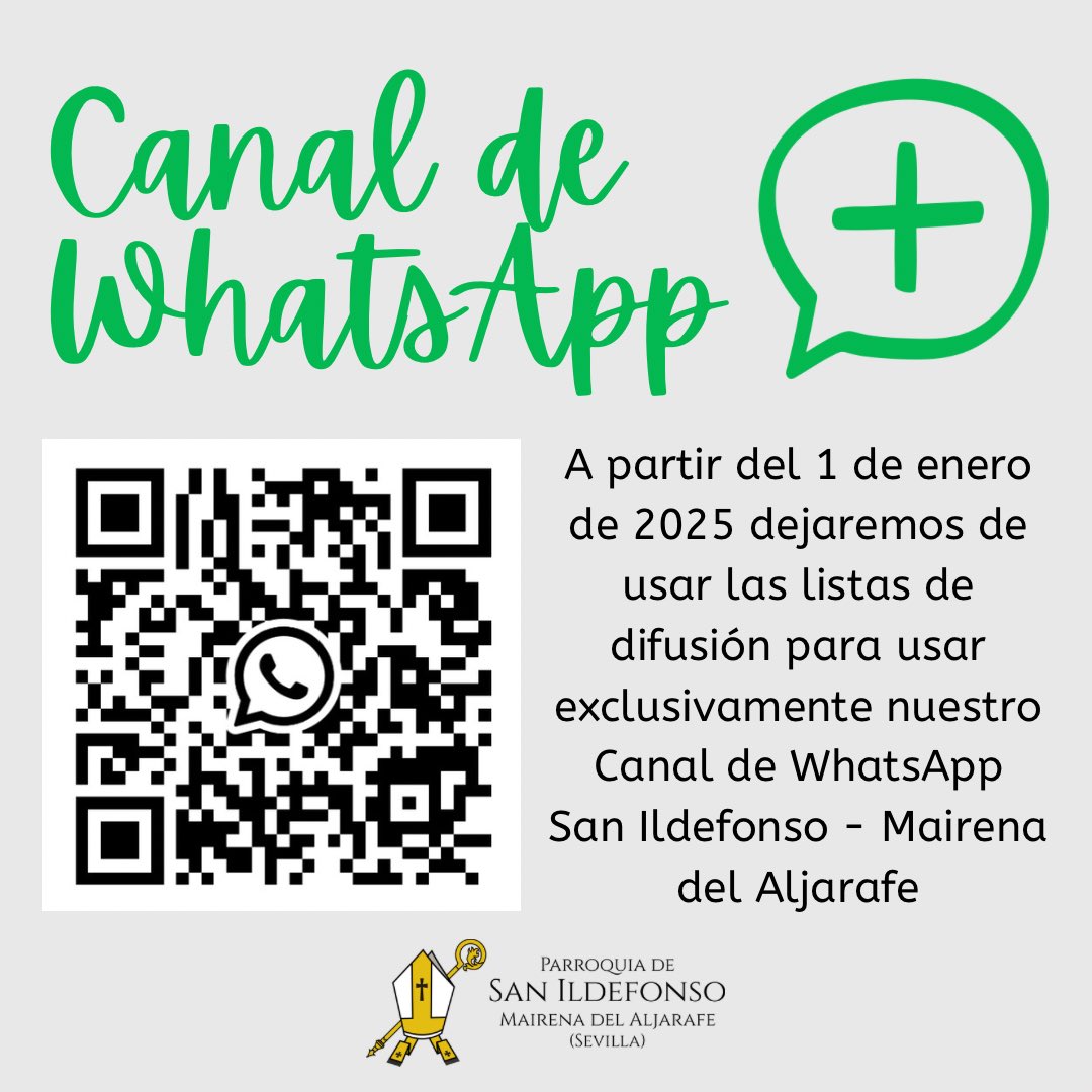 IMPORTANTE • El 1 de enero de 2025 dejamos de usar las LISTAS DE DIFUSIÓN para usar exclusivamente el CANAL DE WHATSAPP.

Tan solo pincha en el enlace que te compartimos y darle a “SEGUIR”, y a continuación, pulsa la 🔕. Para activar los avisos.

Enlace: whatsapp.com/channel/0029Va…