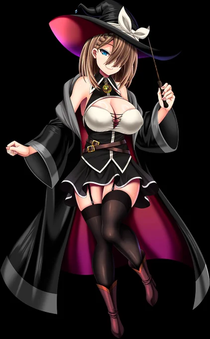 制作中のゲームの主人公の魔女さん、やっぱりデザイン変えるかも(;^ω^)ちょっと大人っぽすぎるのともっと魔女っぽい髪型にしたい 