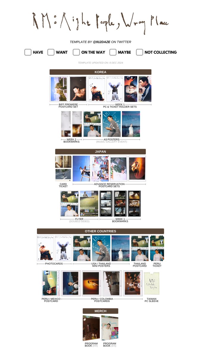 BTS RM NAMJOON RIGHT PEOPLE WRONG PLACE DOCU PHOTOCARD WISHLIST