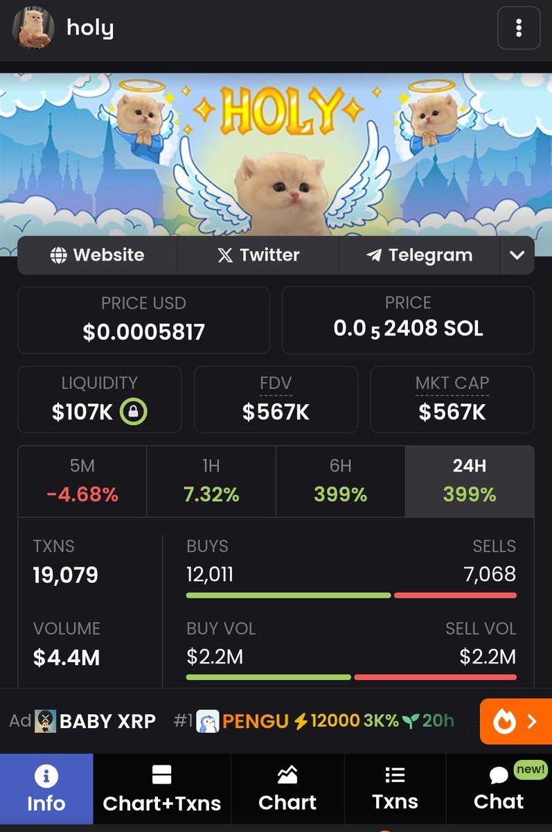 OIfkiran's tweet photo. #holy $holy عملة الجديدة 
#sol #dex #dexscreener #SolanaMemeCoin #memecoins #MemeCoinSeason2024 #MemeCoinMagic https://t.co/XemWgjs8lS