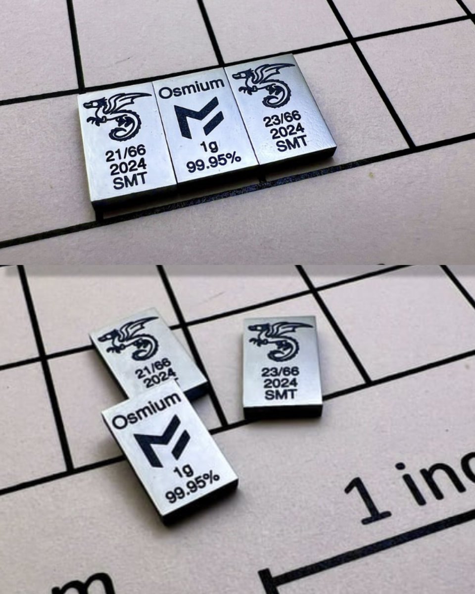 WallStreetOs's tweet photo. OSMIUM - LIMITED EDITION ! 
The drop is limited to 66 pieces. Metalle Wimmer from Austria, together with its partners, has once again outdone itself. Post "Osmium" and I will post the links as soon as the pieces are available.🔵🐉 

#Osmium #preciousmetals #Gold #Silver #Bitcoin https://t.co/dIT2qSVHfA