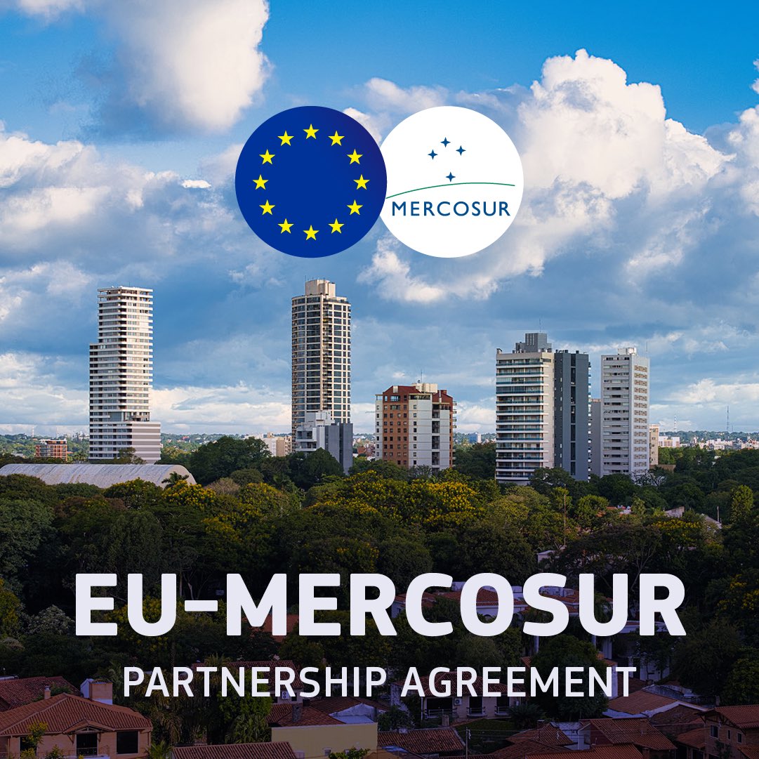 ￼EU-Mercosur partnership agreement 🟰boost for competitiveness &amp; economic security.
  
✅ lower duties, lower costs, less red tape on EU exports
✅ diversified supply chains
✅ Secure access to raw materials key for green transition
 
More here 👉 europa.eu/!w8pWpf