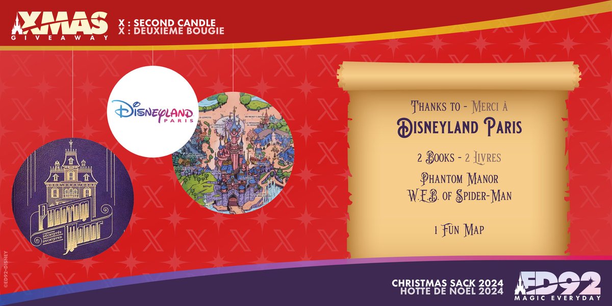 It’s time for another prize!🎁

Do you want to win 2 Disneyland Paris Books? 
-Phantom Manor 👻
-WEB of Spiderman 🕸️
Perfect as a Christmas gift for you or someone special? 🎅🏻

Here’s how to enter on X:
✨Follow <a href="/ED92Magic/">ED92</a> 
✨Like this post
✨Retweet this post