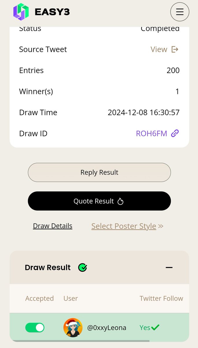 Raghavak0nSol's tweet photo. 🏆Congratulations! @0xxyLeona 

Winner 🏆 🎉 🎉 

Kindly DM @KalixPaid12 with winning tweet link and wait for Rply ❤️ 

Draw ID - ROH6FM https://t.co/Djz8tFJPgx