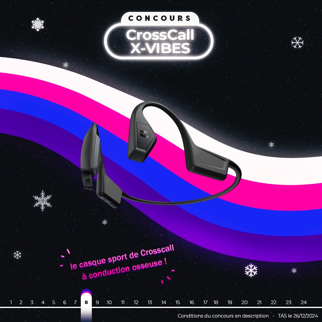 #CONCOURS JOUR 8🎄

Gagnez un X-VIBES, le casque sport Bluetooth de Crosscall, à conduction osseuse !✨
Pour participer : 
1️⃣ Tweet #FrandroidOffreMoi + le casque X-VIBES + <a href="/crosscallmobile/">Crosscall</a>  
2️⃣ RT + Like 
3️⃣ Follow <a href="/Frandroid/">Frandroid</a> + <a href="/crosscallmobile/">Crosscall</a>