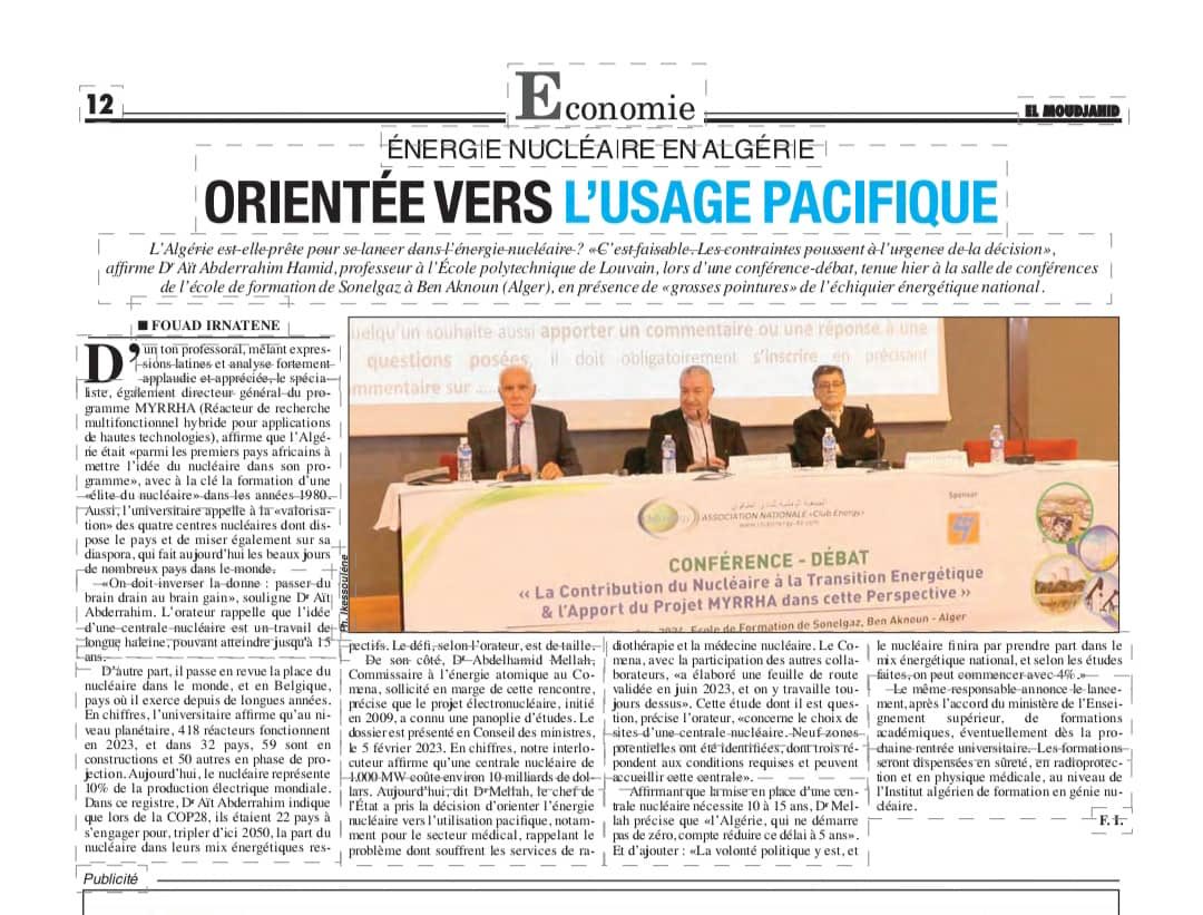 MusMEKIDECHE's tweet photo. Dans le cadre du cycle de conférences organisé par  le Club Energy algérien j’ai eu le plaisir de modérer la conférence sur l’intégration de l’électricité nucléaire dans le panier de la transition énergétique par le Pr Hamid Aït Abderrahim. https://t.co/otBbrWjJhH