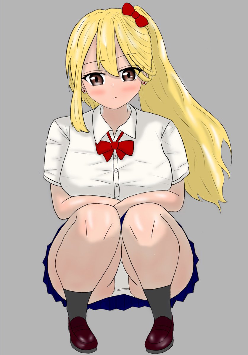 白パンツ金髪ギャルJK ノーパン差分 