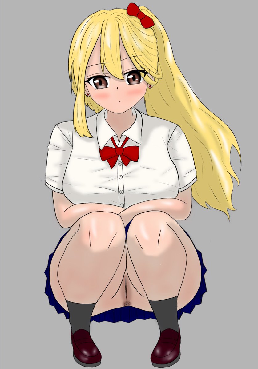 白パンツ金髪ギャルJK ノーパン差分 